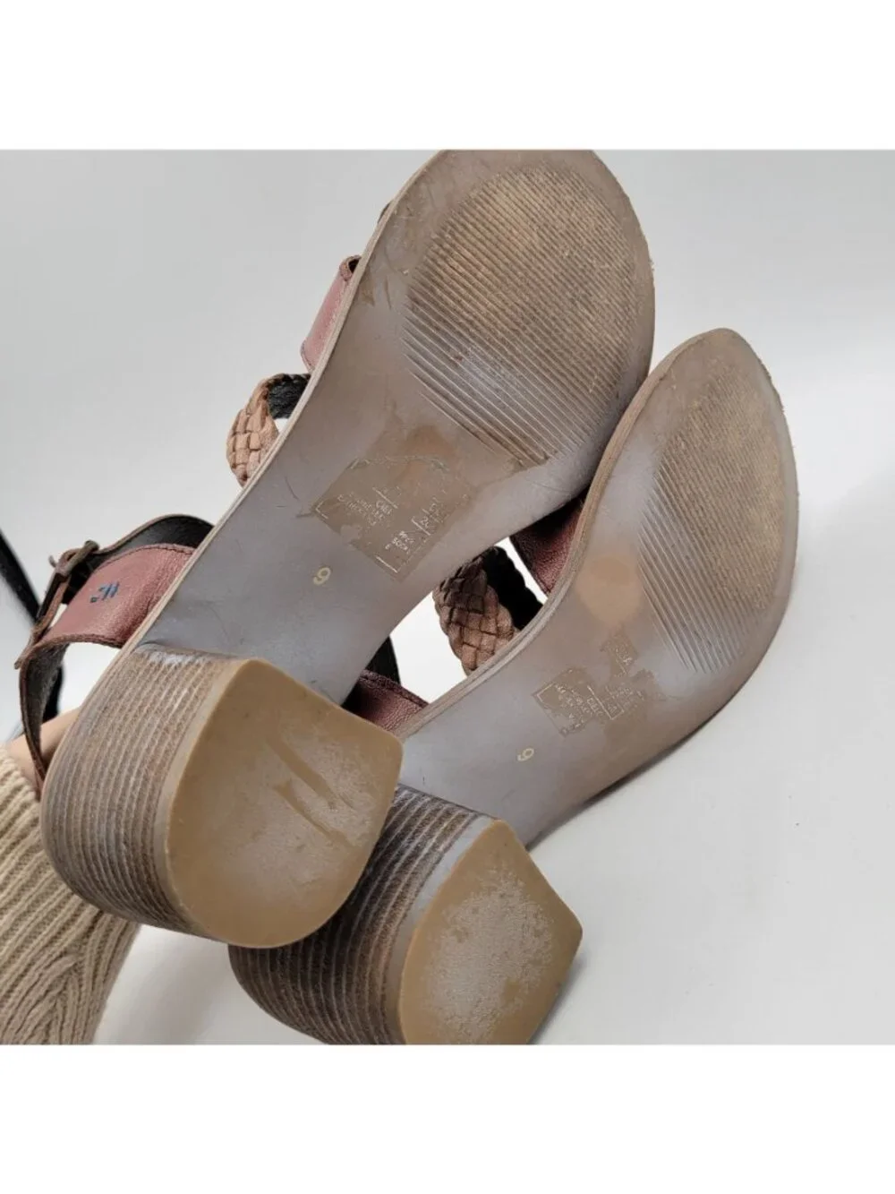 Women’s Brown Leather Block Heel Sandals